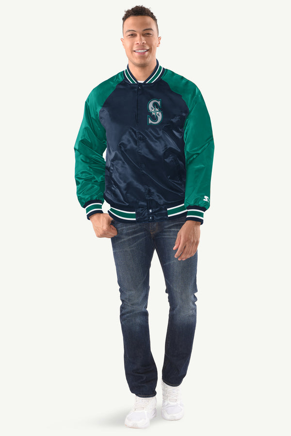 Starter MENS SEATTLE MARINERS INDUCTEE SATIN VARSITY JACKET