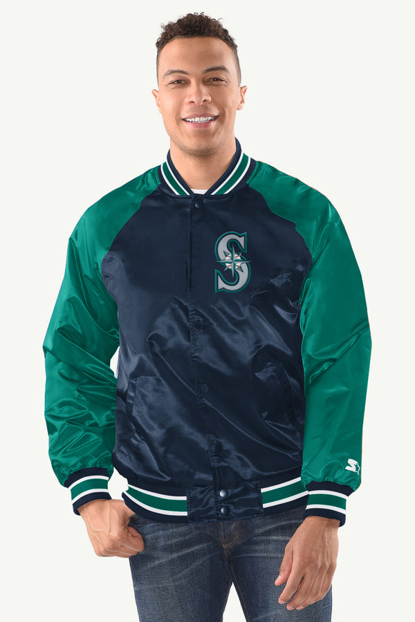 starter MENS SEATTLE MARINERS INDUCTEE SATIN VARSITY JACKET