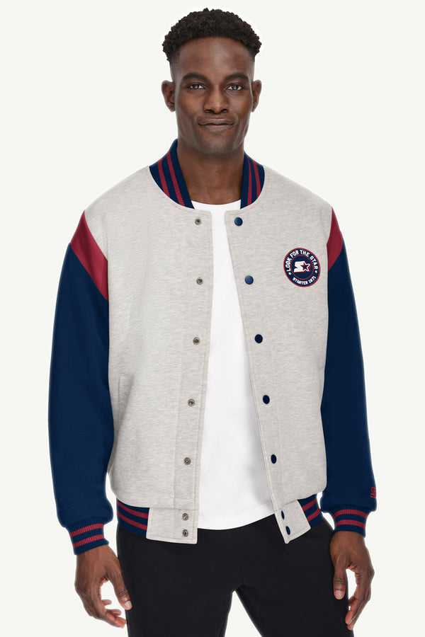starter MENS STARTER HEAVYWEIGHT FLEECE VARSITY JACKET
