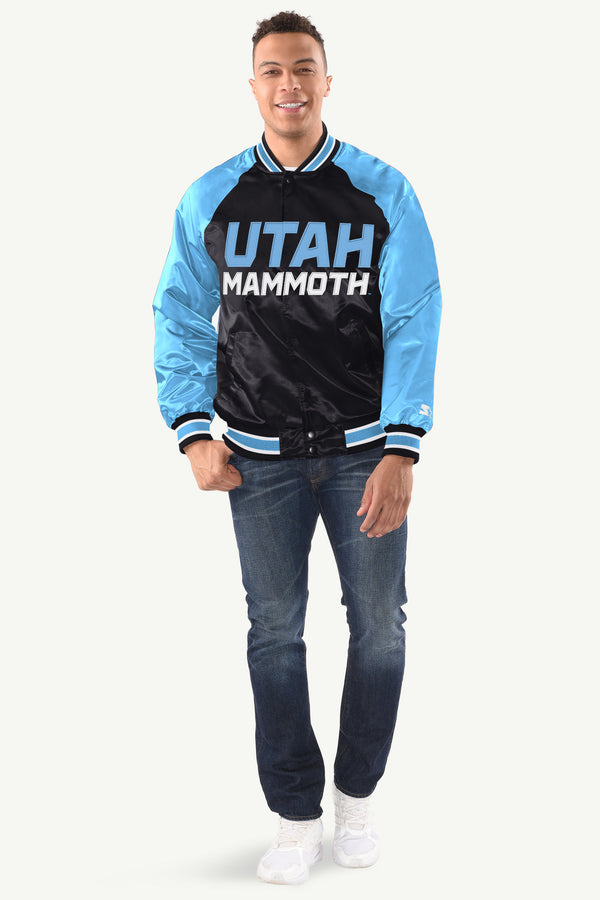 Starter MENS UTAH MAMMOTHS INDUCTEE SATIN VARSITY JACKET