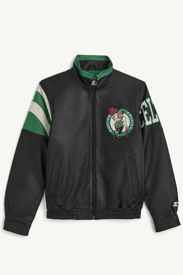 starter BOSTON CELTICS FULL ZIP LEATHER JACKET