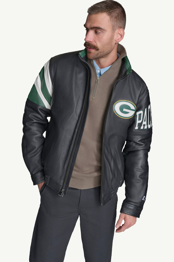 Starter GREEN BAY PACKERS FULL ZIP LEATHER JACKET