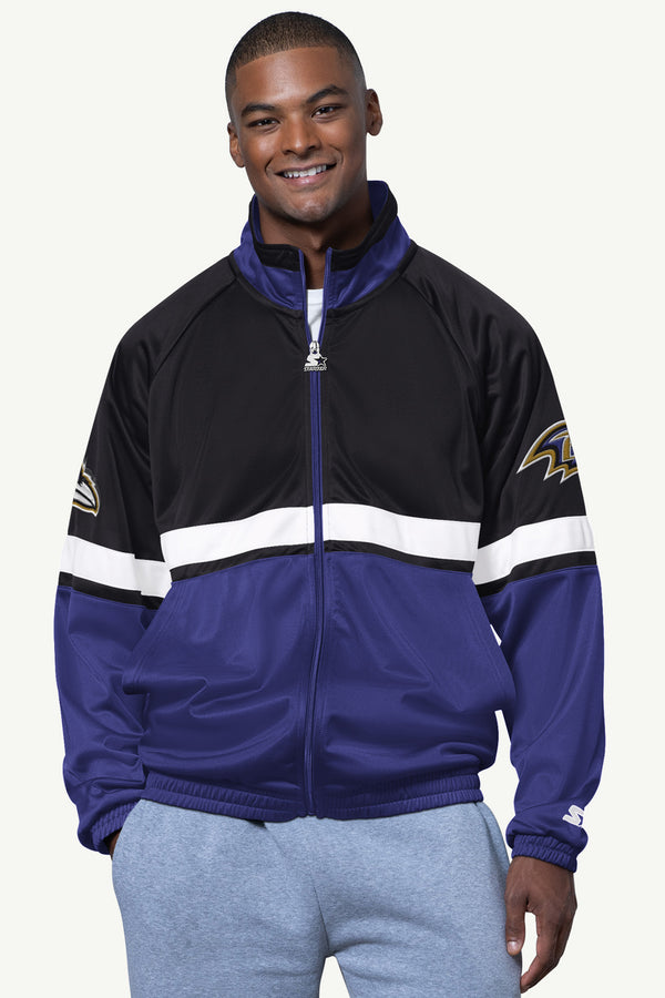 starter MENS BALTIMORE RAVENS VETERAN TRACK JACKET