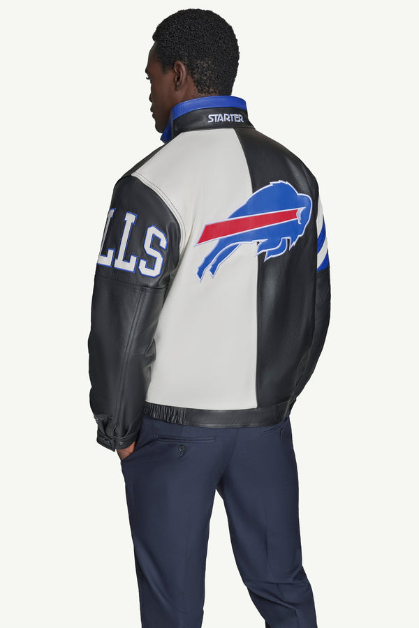Starter MENS BUFFALO BILLS FULL ZIP LEATHER JACKET