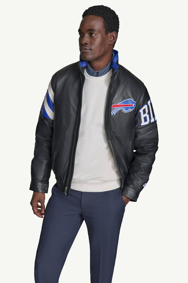 Starter MENS BUFFALO BILLS FULL ZIP LEATHER JACKET
