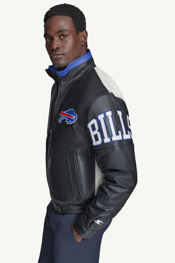 Starter MENS BUFFALO BILLS FULL ZIP LEATHER JACKET