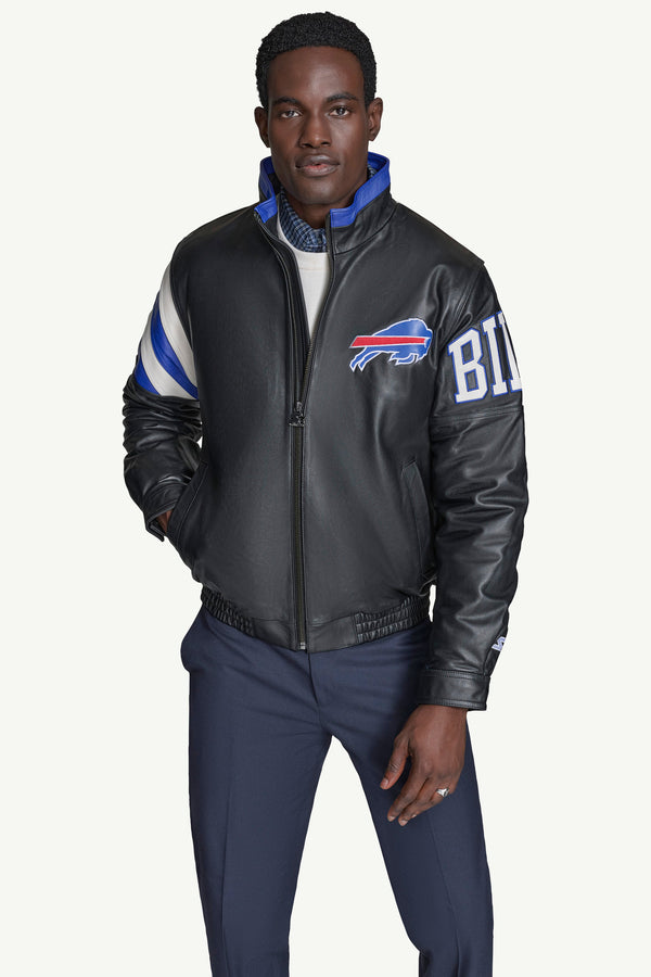 starter MENS BUFFALO BILLS FULL ZIP LEATHER JACKET