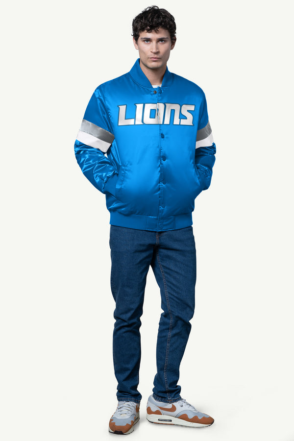 Starter MENS DETROIT LIONS SATIN VARSITY JACKET