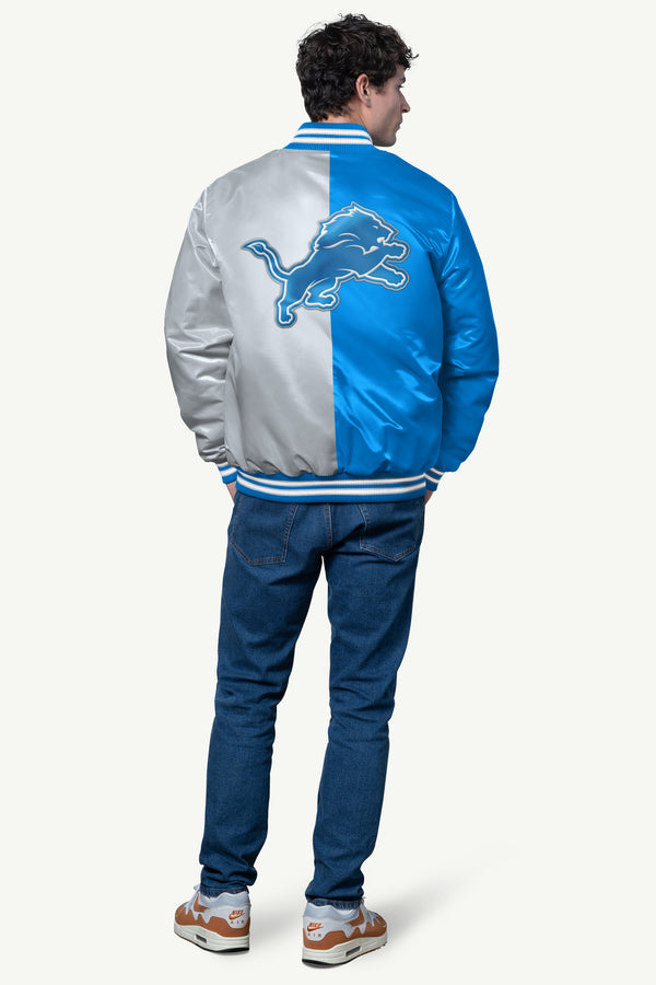 Starter MENS DETROIT LIONS SATIN VARSITY JACKET