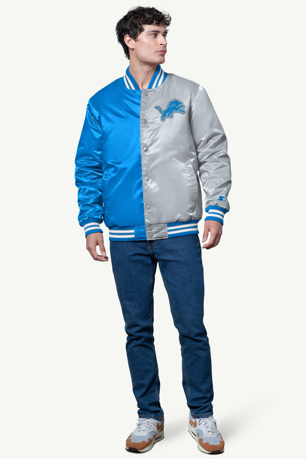 Starter MENS DETROIT LIONS SATIN VARSITY JACKET