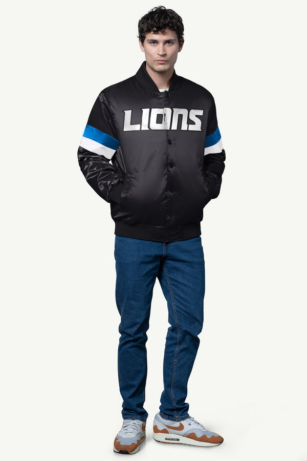 Starter MENS DETROIT LIONS SATIN VARSITY JACKET