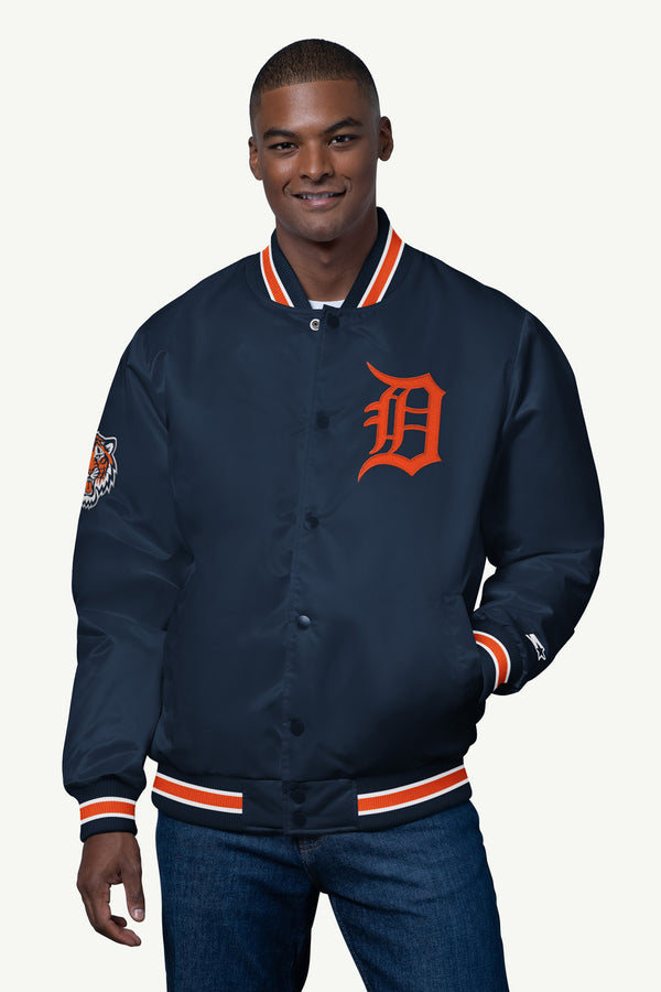 starter MENS DETROIT TIGERS SATIN VARSITY JACKET
