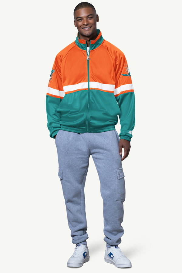 Starter MENS MIAMI DOLPHINS VETERAN TRACK JACKET