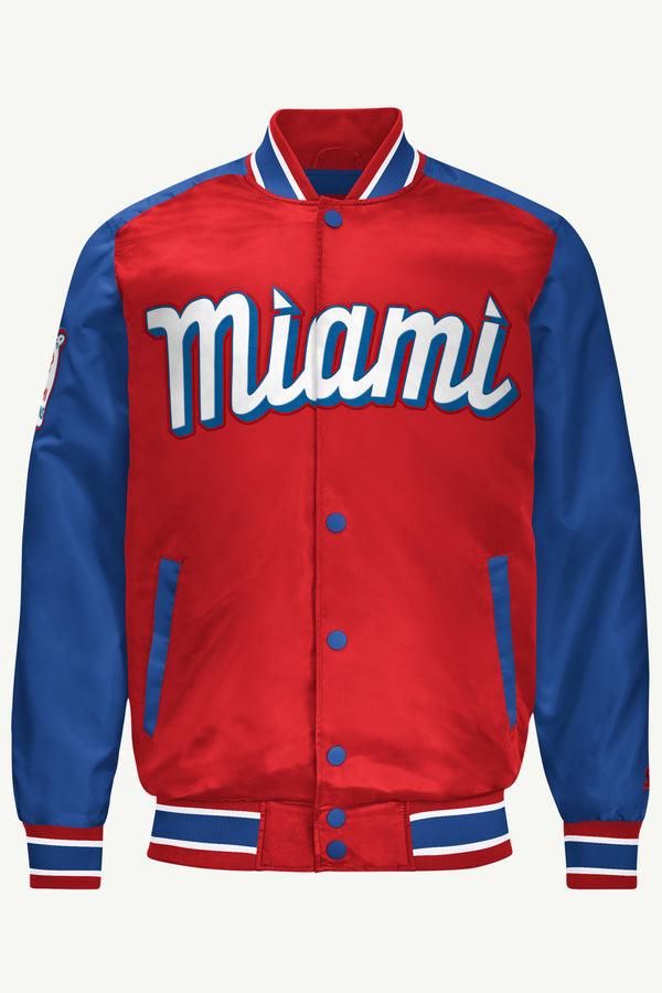 starter MENS MIAMI MARLINS SATIN VARSITY JACKET
