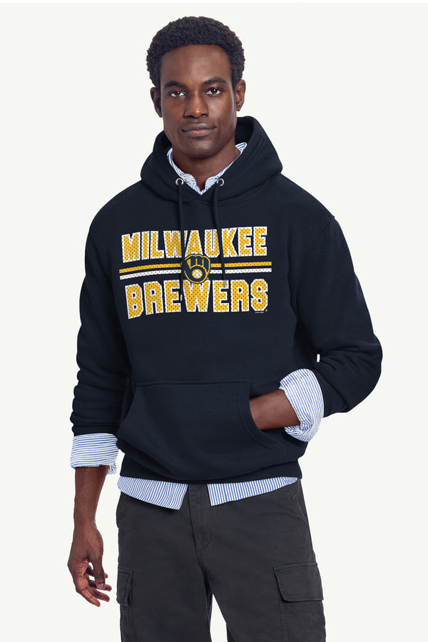 Starter MENS MILWAUKEE BREWERS MESH LOOK HOODIE