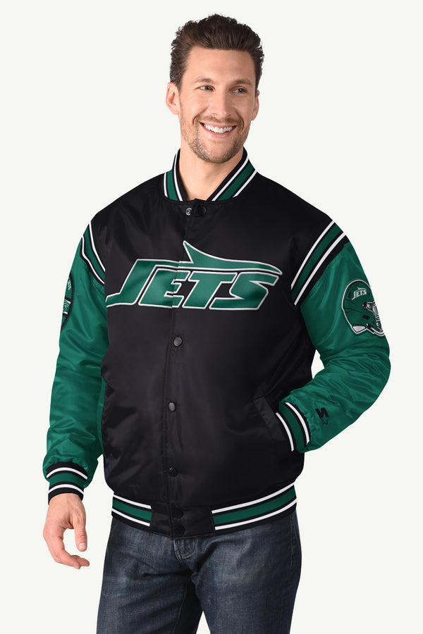 starter MENS NEW YORK JETS SATIN VARSITY JACKET