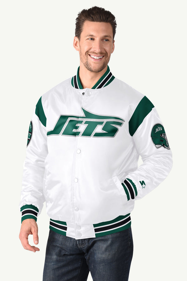 starter MENS NEW YORK JETS SATIN VARSITY JACKET
