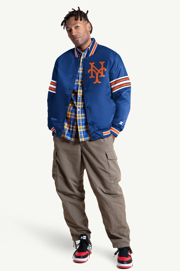 Starter MENS NEW YORK METS SATIN VARSITY JACKET