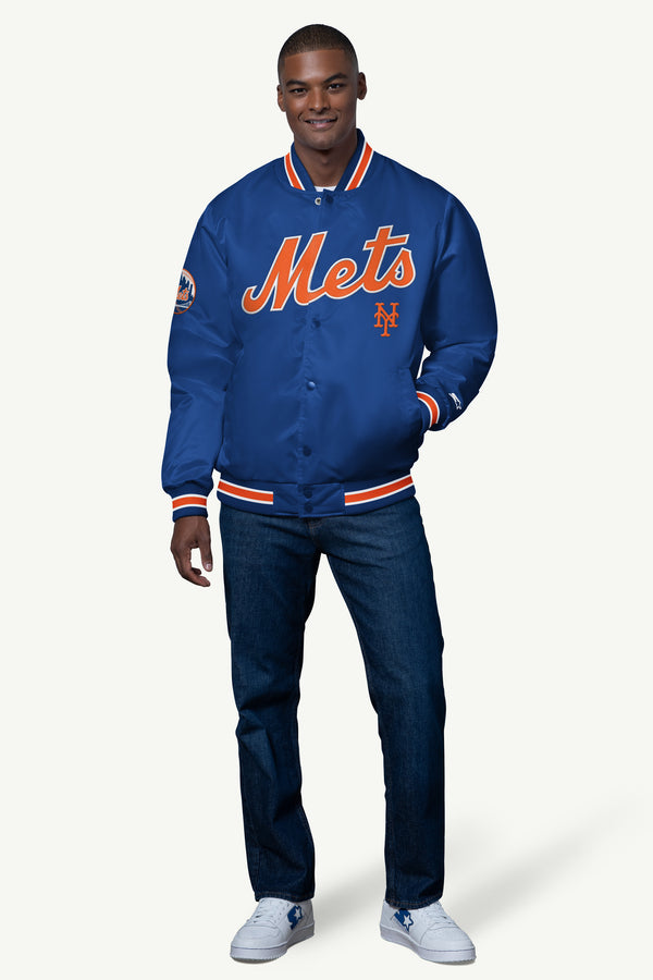 Starter MENS NEW YORK METS SATIN VARSITY JACKET