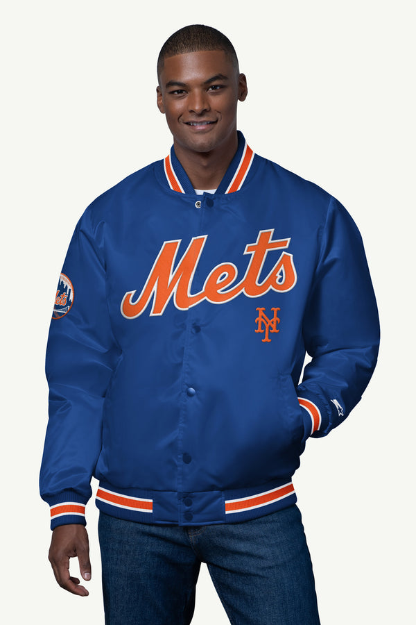 starter MENS NEW YORK METS SATIN VARSITY JACKET