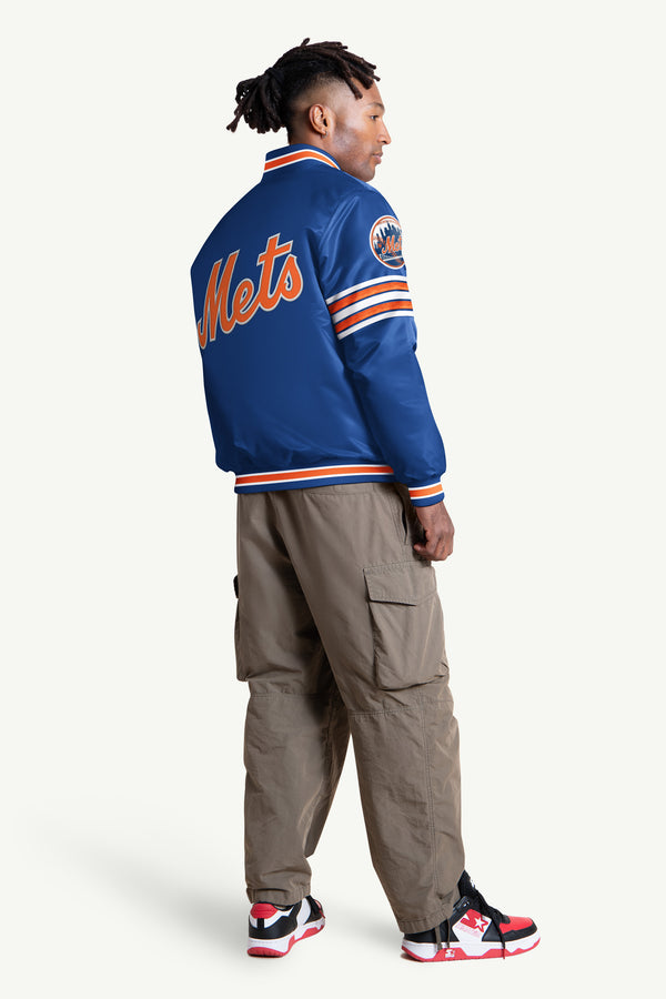Starter MENS NEW YORK METS SATIN VARSITY JACKET