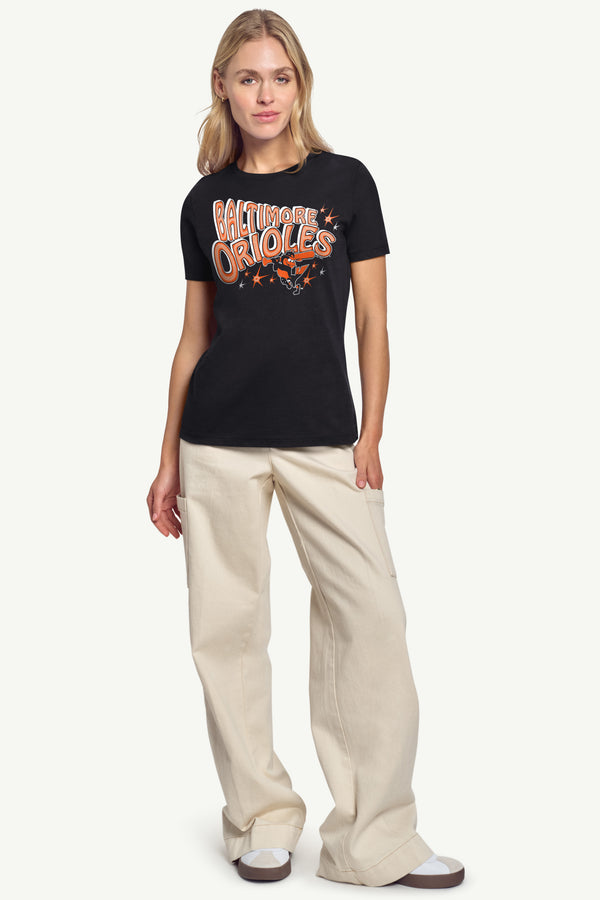 Starter WOMENS BALTIMORE ORIOLES FIREWORKS T SHIRT