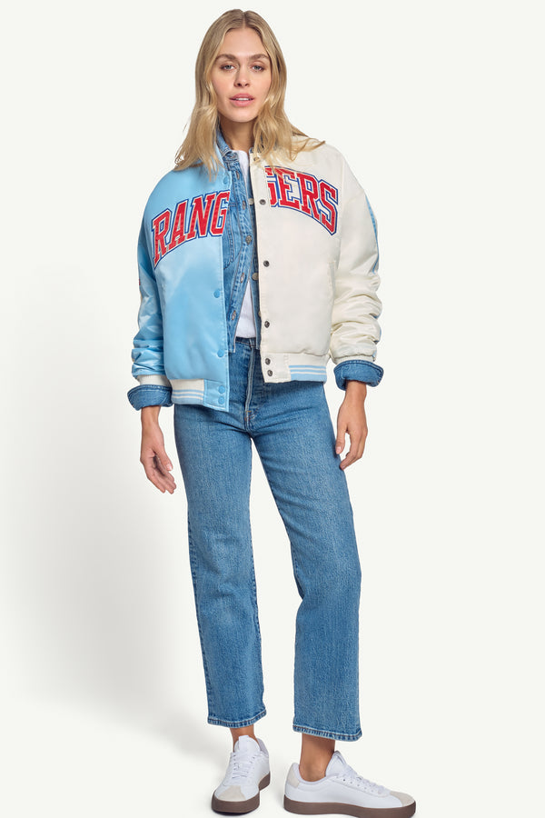 Starter WOMENS TEXAS RANGERS SATIN VARSITY JACKET