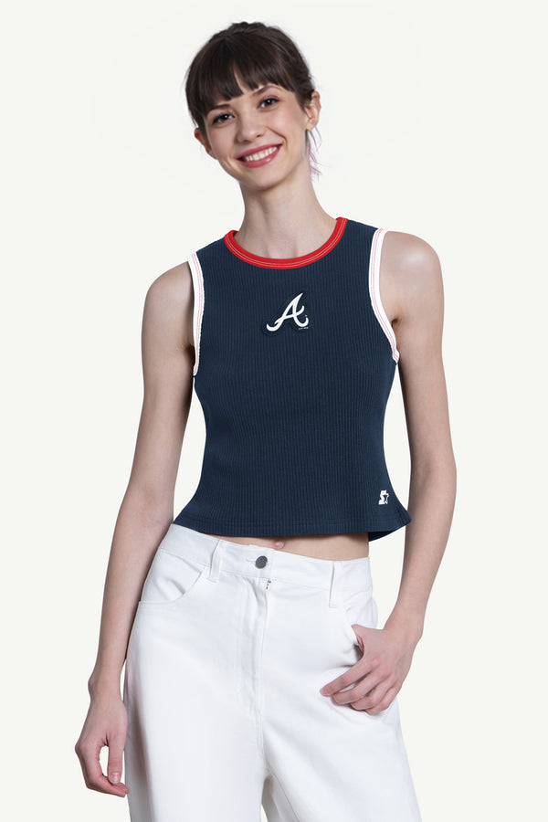 starter WOMENS ATLANTA BRAVES PLAY THE BALL CROP TANK