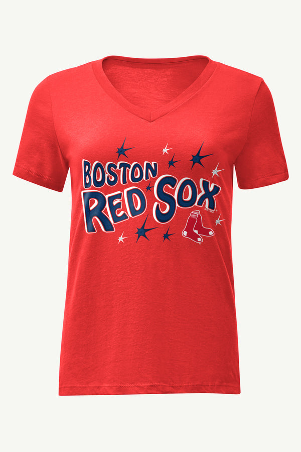 starter WOMENS BOSTON RED SOX FIREWORKS V NECK T SHIRT