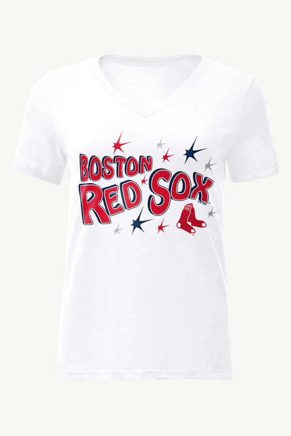 Starter WOMENS BOSTON RED SOX FIREWORKS V NECK T SHIRT
