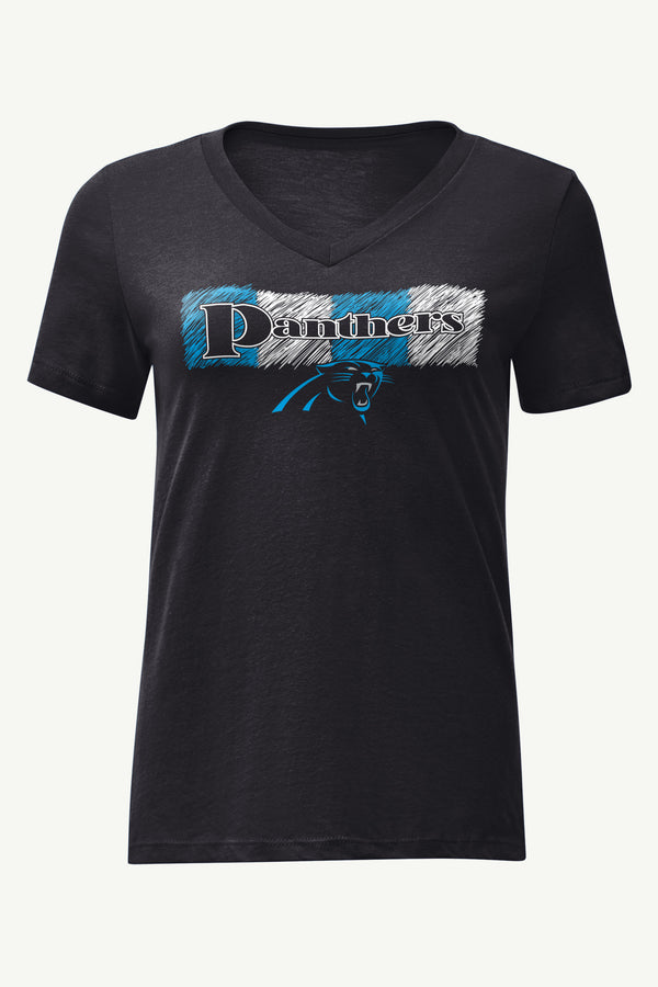 starter WOMENS CAROLINA PANTHERS COLOR SHADING V-NECK T SHIRT