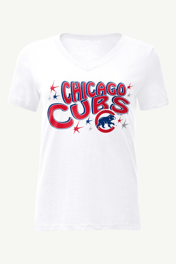 starter WOMENS CHICAGO CUBS FIREWORKS V NECK T SHIRT