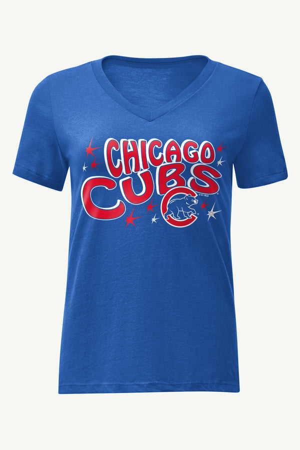 starter WOMENS CHICAGO CUBS FIREWORKS V NECK T SHIRT