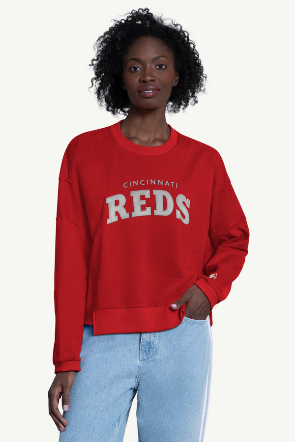 starter WOMENS CINCINNATI REDS CREW NECK SWEATSHIRT