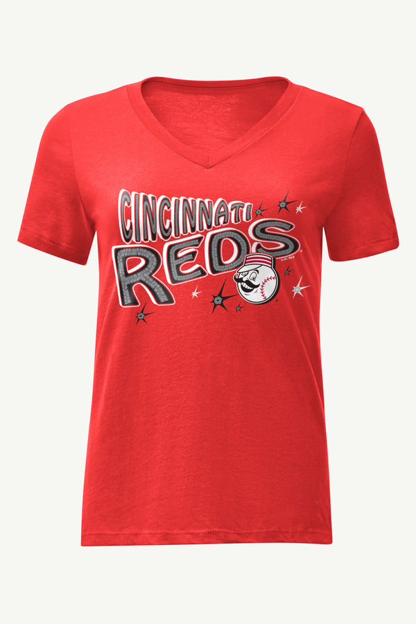 starter WOMENS CINCINNATI REDS FIREWORKS V NECK T SHIRT