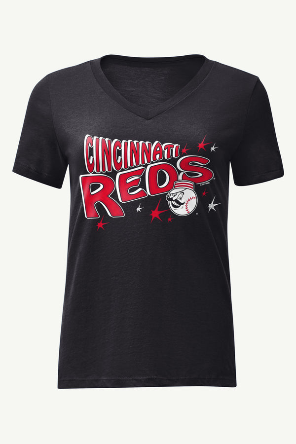 starter WOMENS CINCINNATI REDS FIREWORKS V NECK T SHIRT