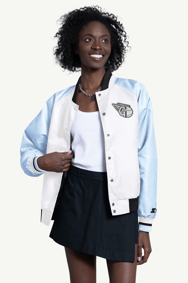 starter WOMENS CLEVELAND GUARDIANS BLITZ VARSITY JACKET