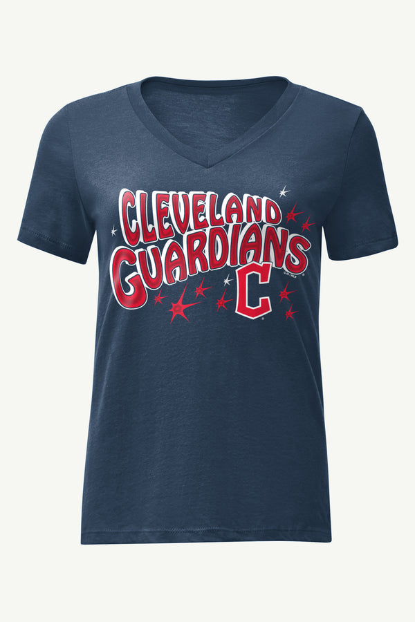 starter WOMENS CLEVELAND GUARDIANS FIREWORKS V NECK T SHIRT