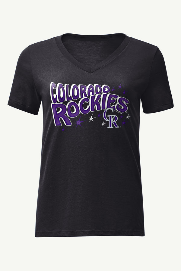 starter WOMENS COLORADO ROCKIES FIREWORKS V NECK T SHIRT