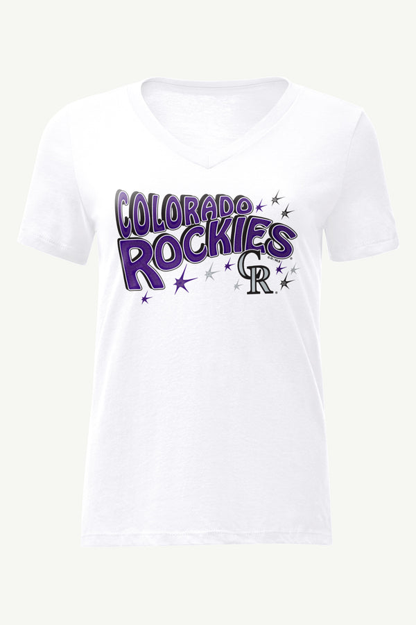 starter WOMENS COLORADO ROCKIES FIREWORKS V NECK T SHIRT