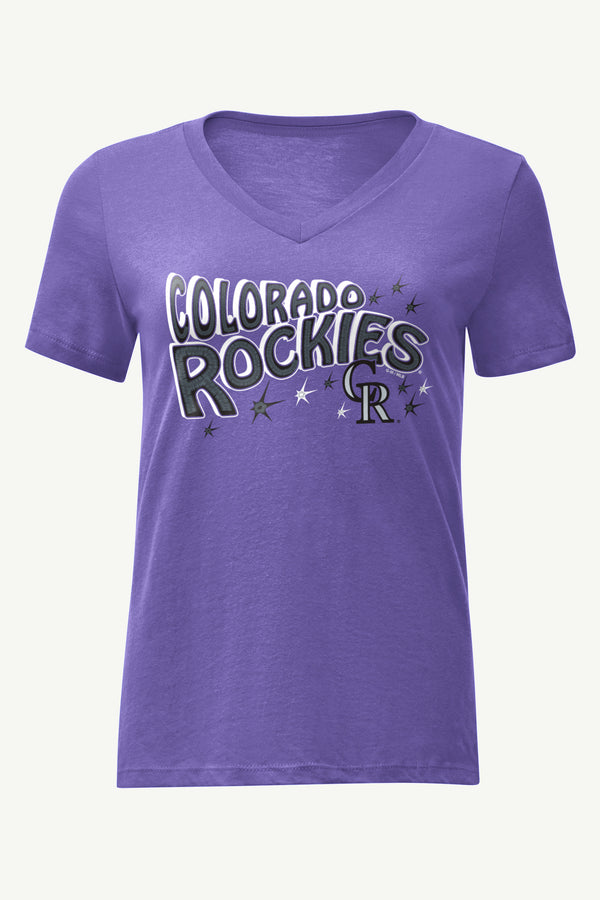 starter WOMENS COLORADO ROCKIES FIREWORKS V NECK T SHIRT