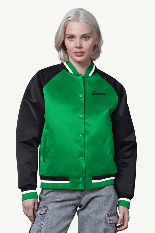 starter WOMENS DALLAS STARS FINAL SCORE SATIN VARSITY JACKET