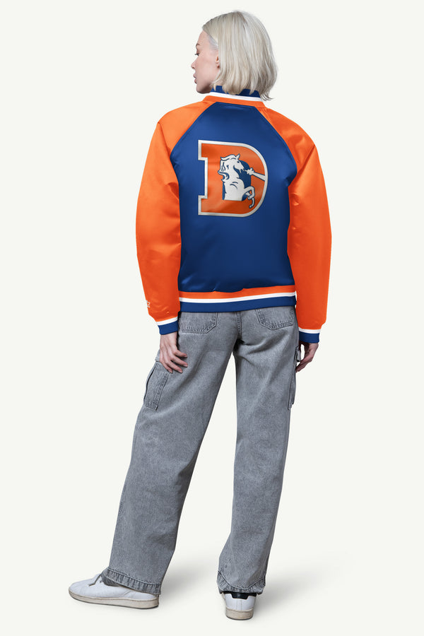 Starter WOMENS DENVER BRONCOS FINAL SCORE SATIN VARSITY JACKET