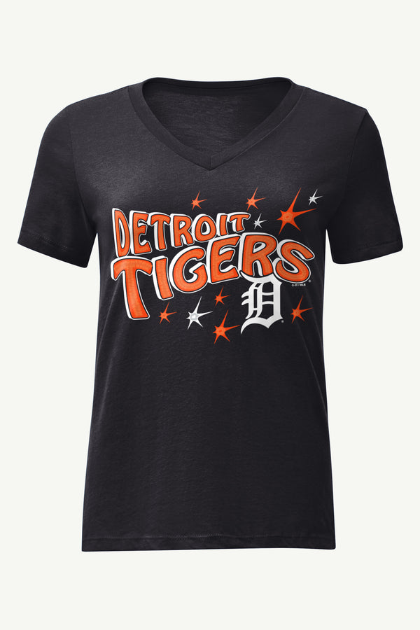 starter WOMENS DETROIT TIGERS FIREWOR FIREWORKS V NECK T SHIRT