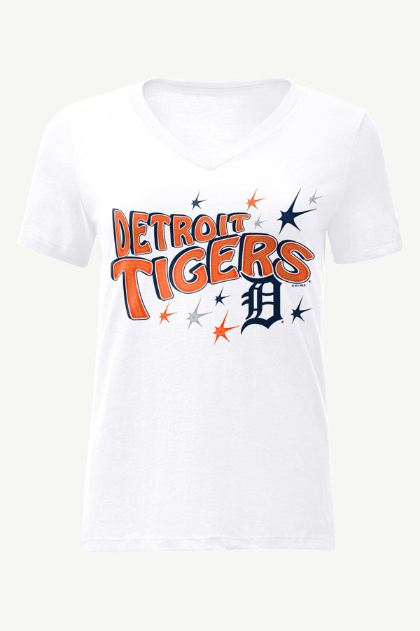 starter WOMENS DETROIT TIGERS FIREWORKS V NECK T SHIRT