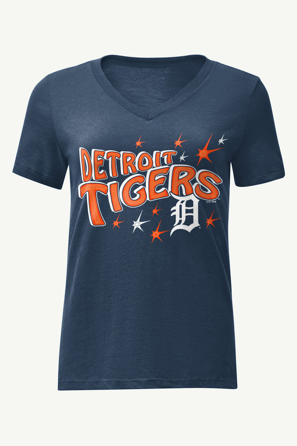 starter WOMENS DETROIT TIGERS FIREWORKS V NECK T SHIRT