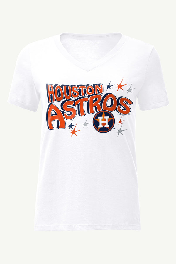 starter WOMENS HOUSTON ASTROS FIREWORKS V NECK T SHIRT