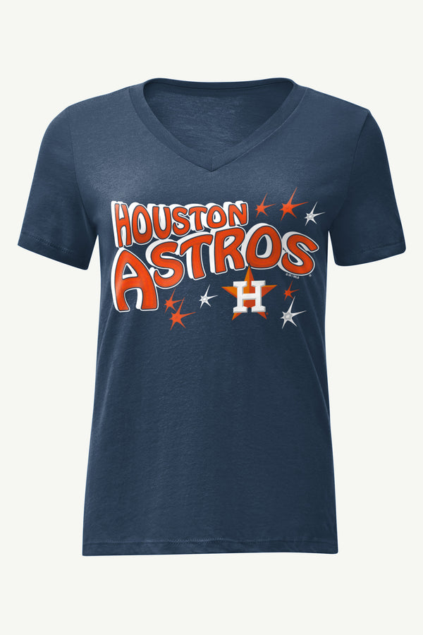 starter WOMENS HOUSTON ASTROS FIREWORKS V NECK T SHIRT