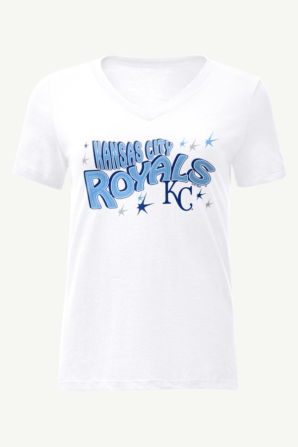 starter WOMENS KANSAS CITY ROYALS FIREWORKS V NECK T SHIRT