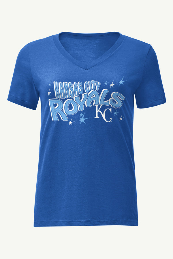 starter WOMENS KANSAS CITY ROYALS FIREWORKS V NECK T SHIRT